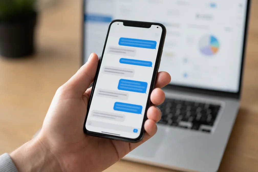 &Eacute;cran de smartphone affichant une notification de message promotionnel re&ccedil;u d'une marque locale